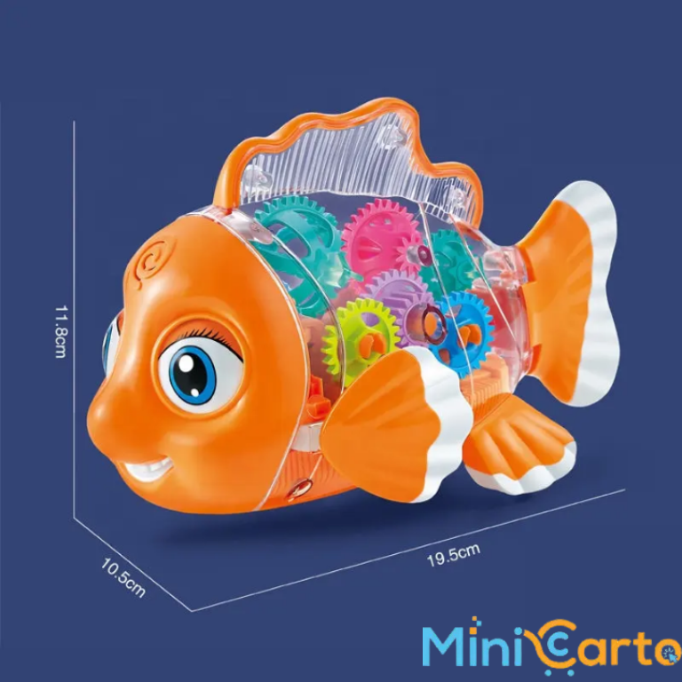 Transparent Gear Fish Toy – Light & Music Electric Walking Toy for Kids - Image 2